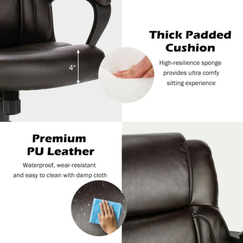 Hivvago Adjustable Leather Executive Office Chair Computer Desk Chair with Armrest