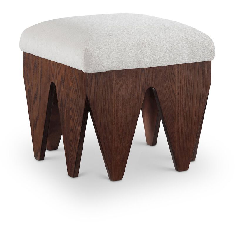 Meridian Furniture Altair Cream Velour Fur Fabric Bench