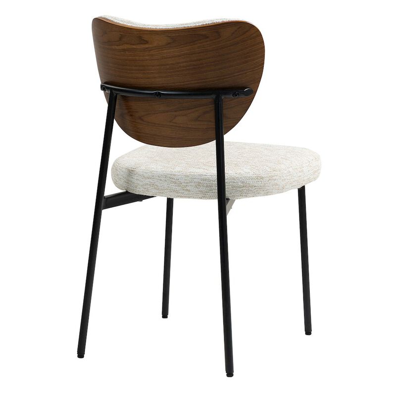 Glamour Home Set of 2 Bethel Beige Washed Woven Fabric Dining Chair with Black Metal Legs