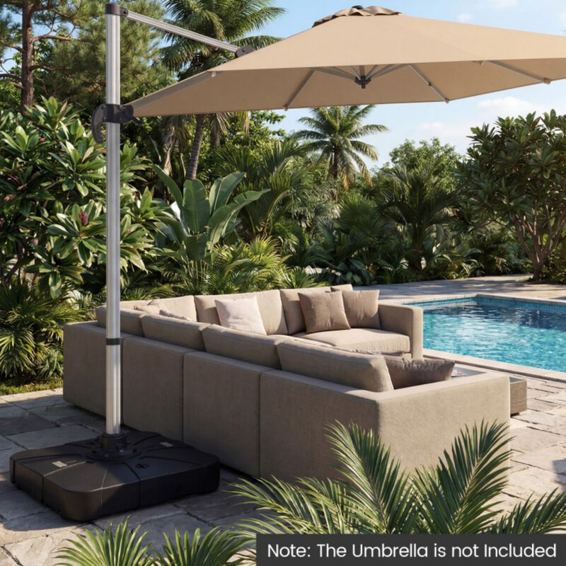 Outdoor Cantilever Umbrella Base Square Water and Sand Fillable Base-34 Inches image number 8