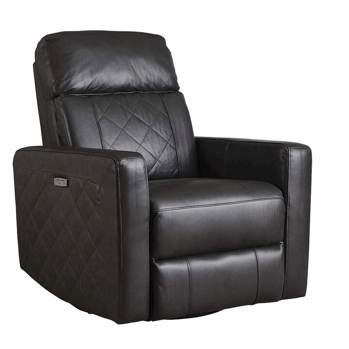 Westwood Design Soho Wood Leather Power-USB Glider Recliner in Oxford Gray