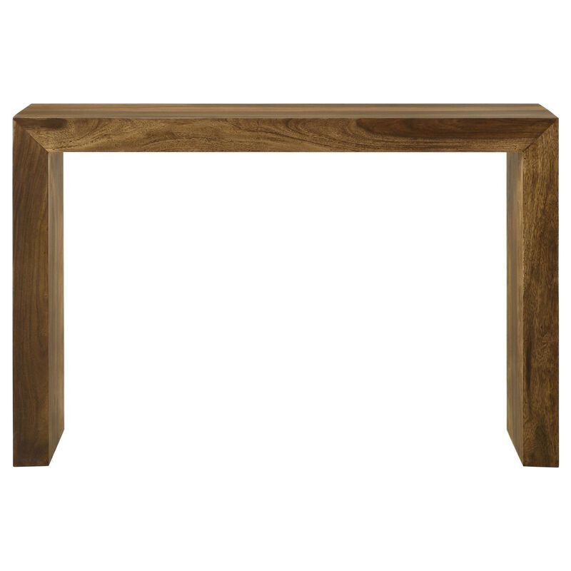 Ody 34 Inch Console Sofa Table, U Shaped, Sheesham Wood, Auburn Brown image number 1