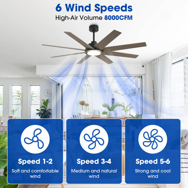 60 in. Matte Black Windmill Integrated LED Dimmable Ceiling Fan with Light and Remote