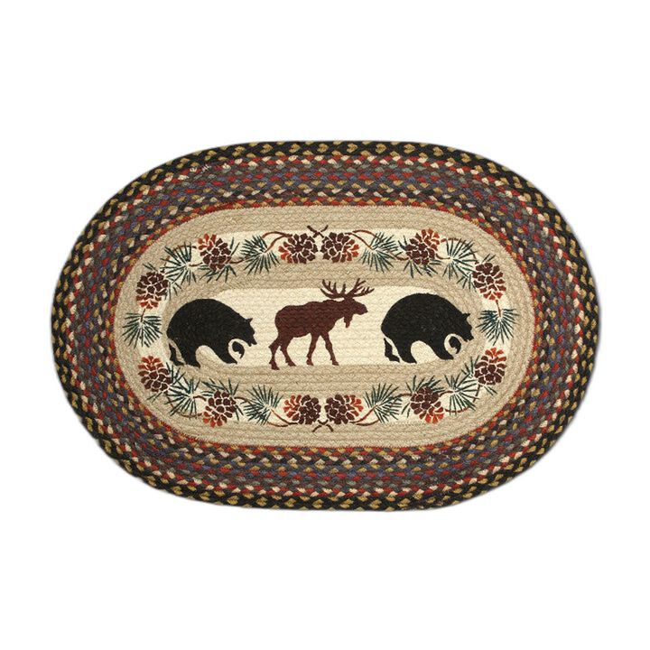 Earth Rugs Op-43 Bear Moose Oval Patch 20 X 30
