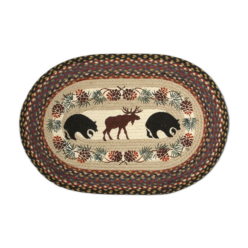 Earth Rugs Op-43 Bear Moose Oval Patch 20 X 30 image number 0