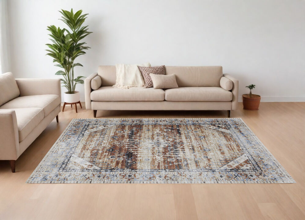 HomeRoots Abstract Power Loom Worn Faded Area Rug