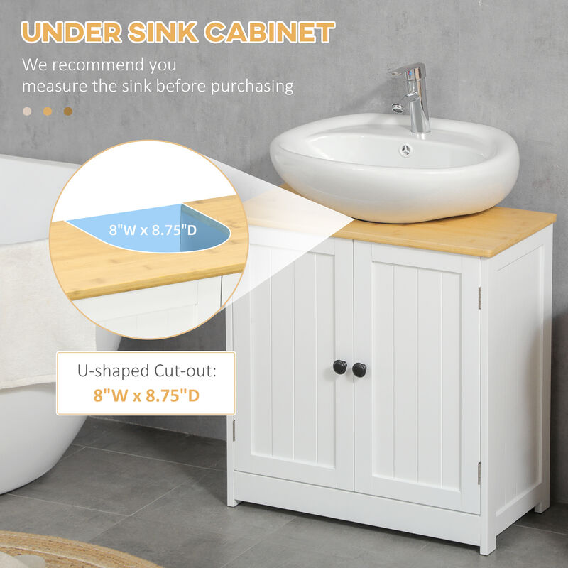 Bathroom Sink Cabinet, Pedestal Sink Cabinet with Doors, White image number 5