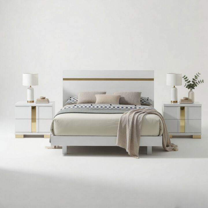 Bedroom Set, Wood, 3 Piece Set with 2 Nightstands