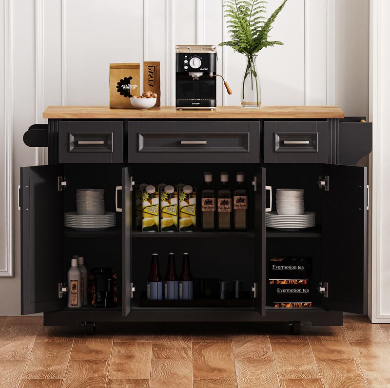 Whisen Large Kitchen Island with Rubber Wood Drop Leaf image number 2