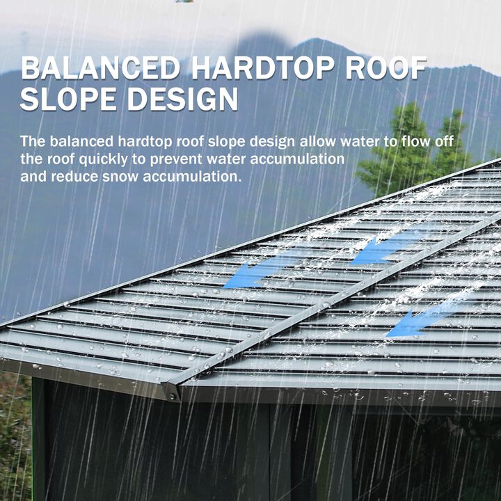 Mondawe 13x13ft Sunroom,Durable Aluminum/Steel Frame,Lockable Sliding Door & Slope Roof Drainage