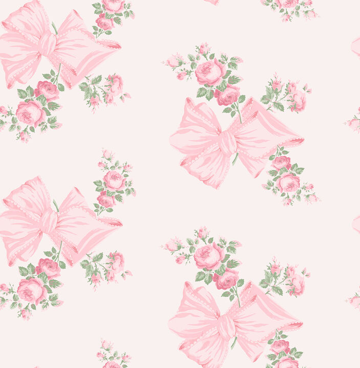 Rosa Beaux Pink Mint Large Bow Spot Wallpaper