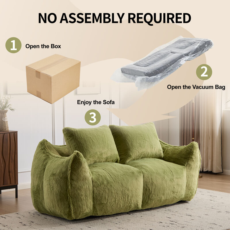 Whisen Giant Bean Bag Couch Ultra Soft Fluffy Loveseat Oversized Chase Lounge Chair with Pillows image number 8
