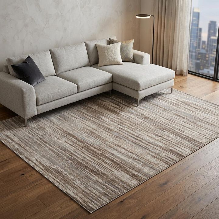 HomeRoots 9' X 12' Ivory and Gray Abstract Non Skid Area Rug
