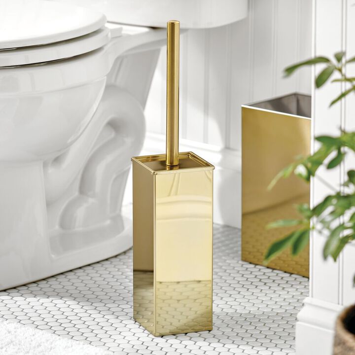 mDesign Steel Square Toilet Bowl Brush and Holder for Bathroom - Matte Black