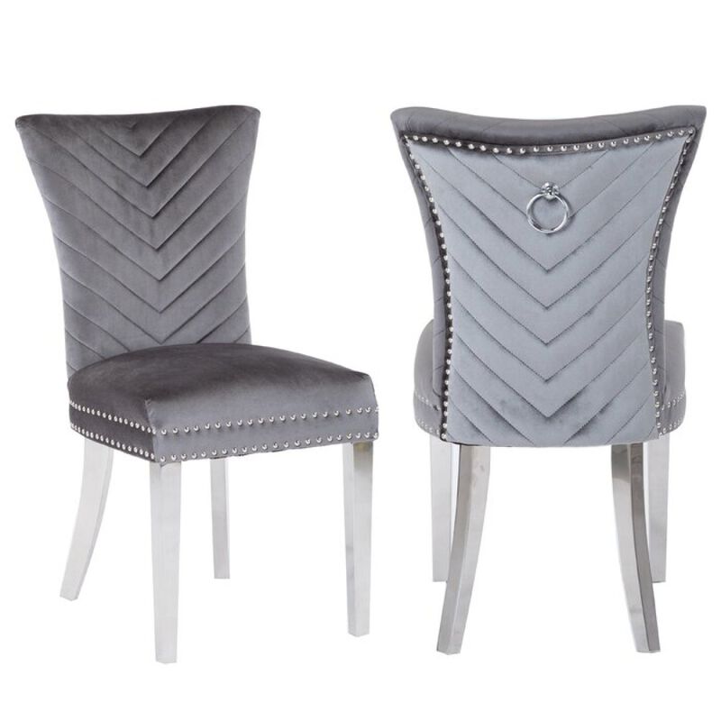 Eva 2 Piece Dining Chairs Finished with Velvet Fabric