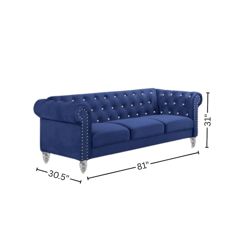 2-Piece Blue Couch Set &ndash; Sofa and Loveseat Sofas for Living Room Set image number 4