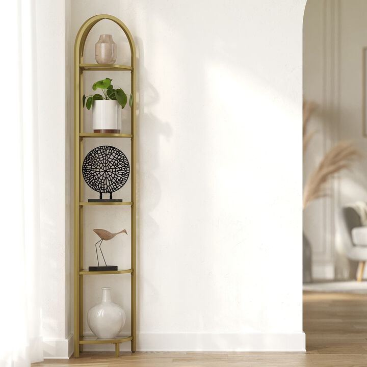 Corner Display Shelf with Tempered Glass for Living Room Decor