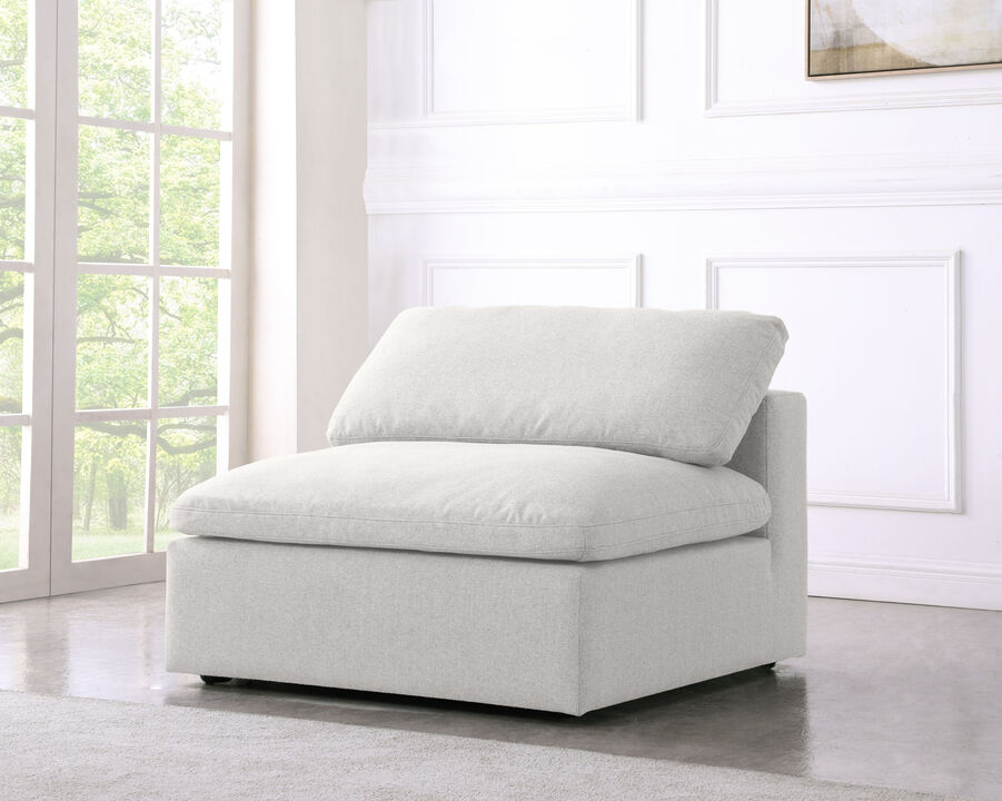 Meridian Furniture Serene Cream Linen Textured Fabric Deluxe Comfort Modular Armless Chair