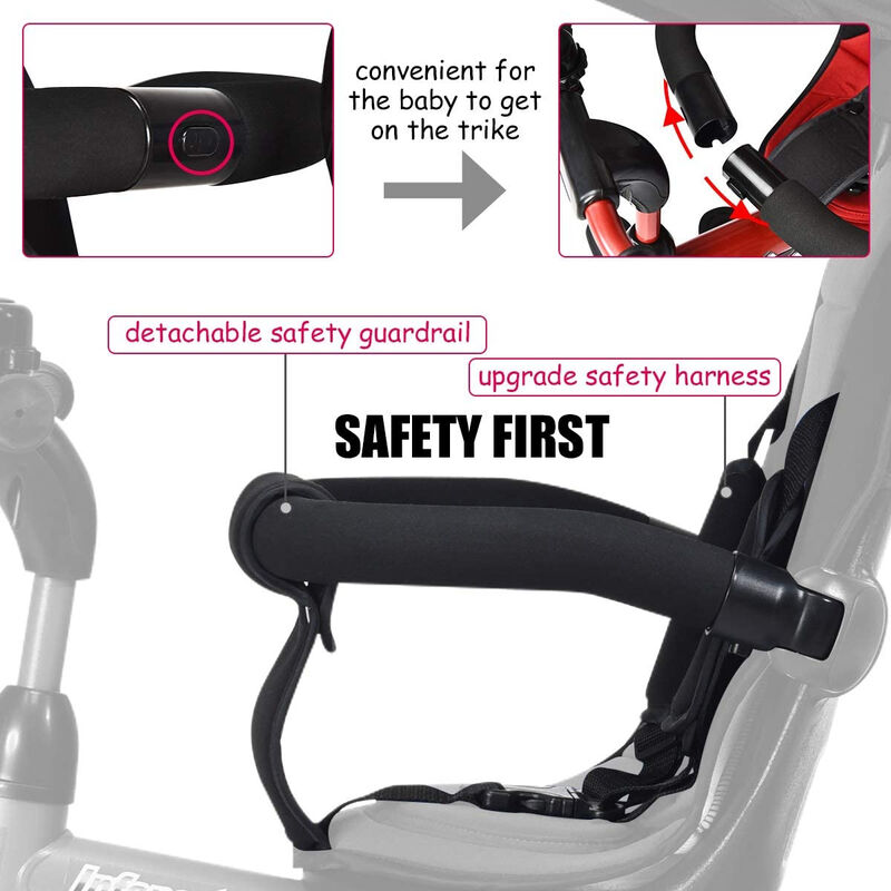 4-in-1 Toddler Tricycle with Adjustable Push Handle and Growing Design image number 6