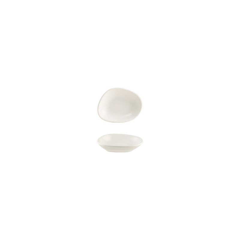 Vago 4" x 3" x h:0.75" 1 oz. Organic Warm White Porcelain Bowl (Set of 4)