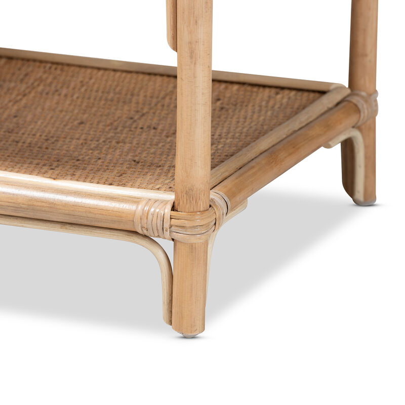 Baxton Studio Redell Modern Bohemian Natural Brown Rattan 3-Tier Display Shelf