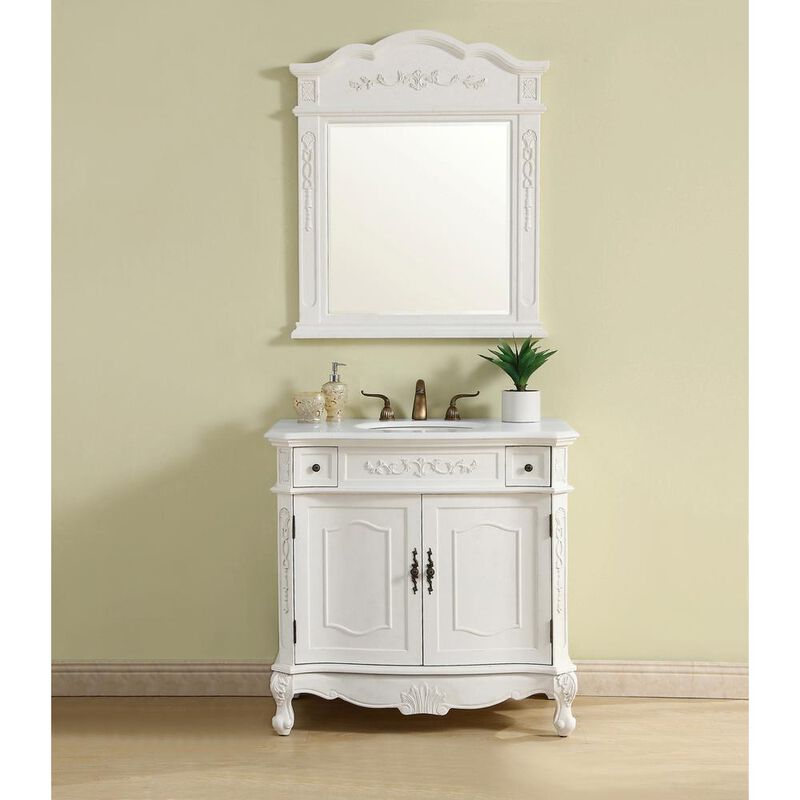 Elegant Kitchen and Bath 36 inch Single Bathroom vanity in Antique White