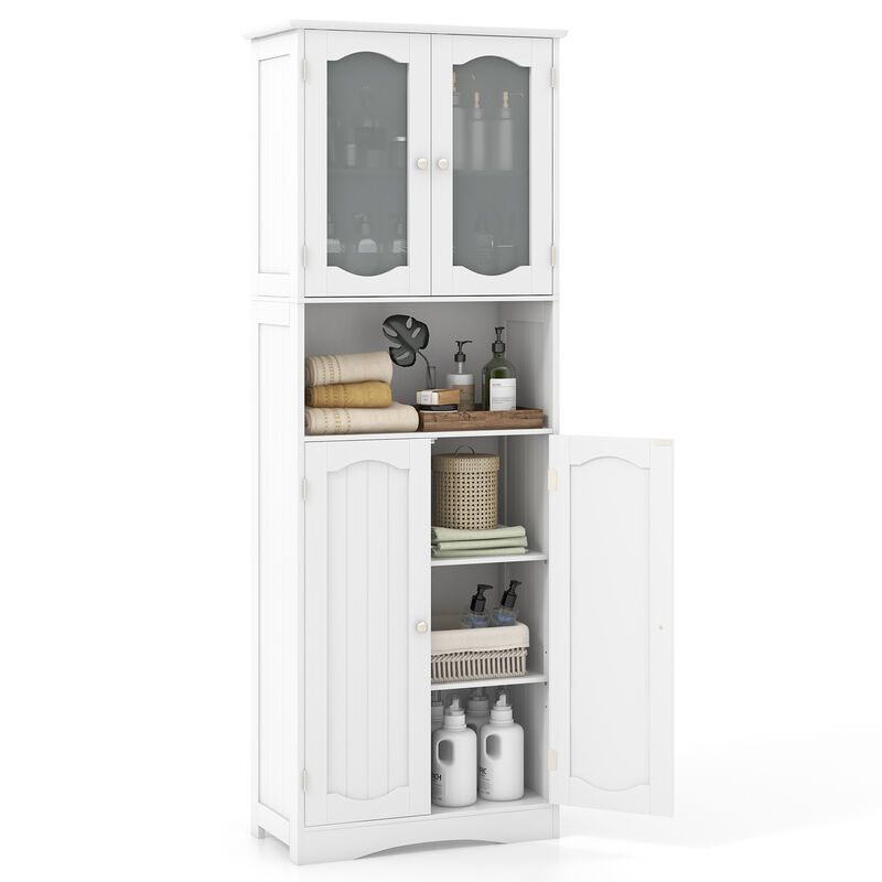 Frosted Glass Door Bathroom Cabinet Tall with Multiple Adjustable Shelves