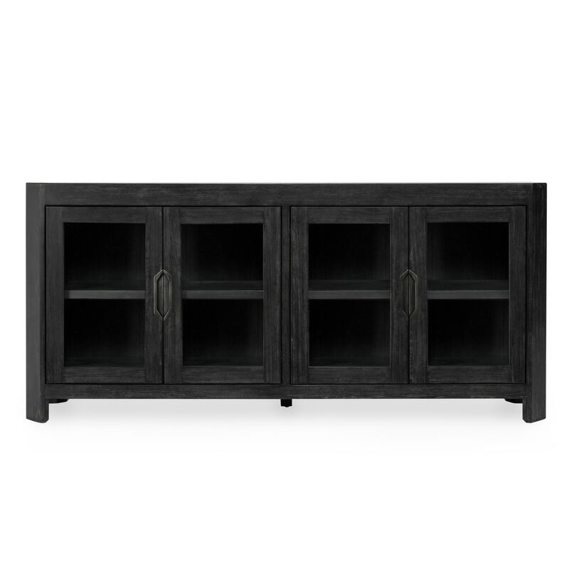 Roux Serving Buffet Cabinet Sideboard Console, 4 Doors, Black 84 Inch