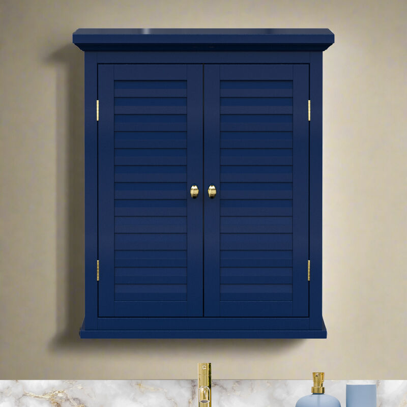Teamson Home Glancy Removable Two-Door Wall Cabinet with Faux Louvered Doors, Navy image number 5