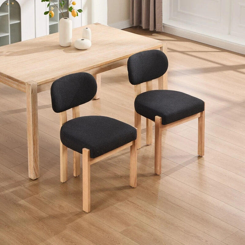Envelor Farmhouse Chenille Upholstered Cane Leg Dining Chair, Set of 2 image number 3