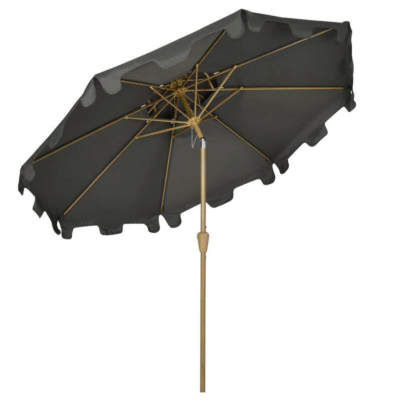 Patio Sun Shield: 9' Umbrella with Double Top Ruffles & Push Button Tilt