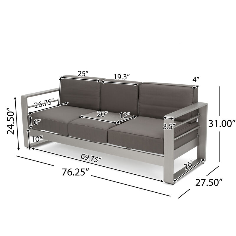Christopher Knight Home Carly Outdoor Aluminum 7 Seater Chat Set with Fire Pit image number 4