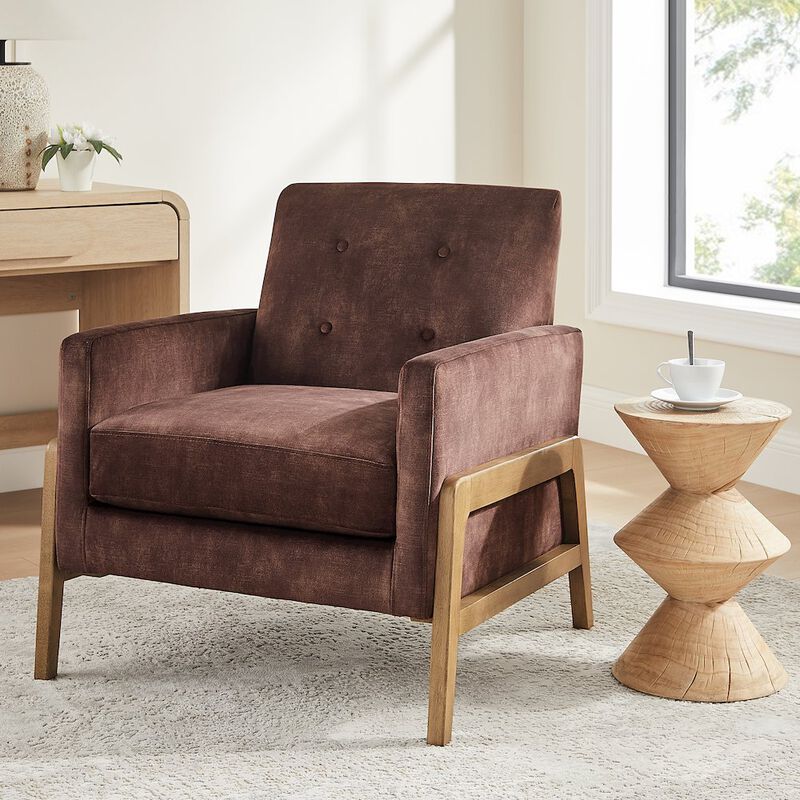 Macon Wood Arm Tufted Back Accent Chair - Espresso