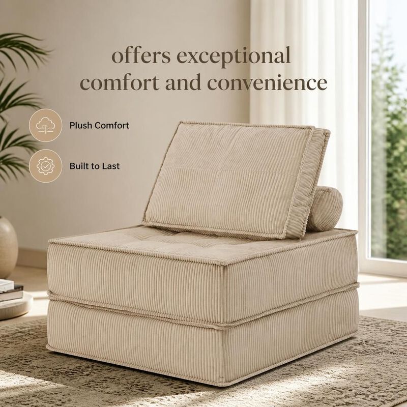GOODSILO Modular Single Seater Sofa with DIY Multi-Combination Design, Skin-Friendly Fabric for Living Room image number 4