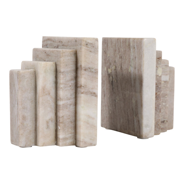 S/2 Onyx Marble Block Bookends