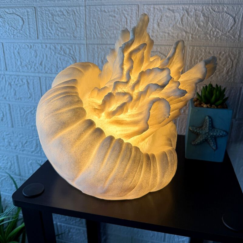 Jellyfish Table Lamp Matte White Resin Coastal Accent Light 10 In Tall image number 7