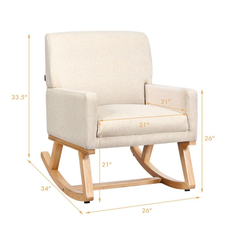 Upholstered Rocking Chair with Solid Wood Base