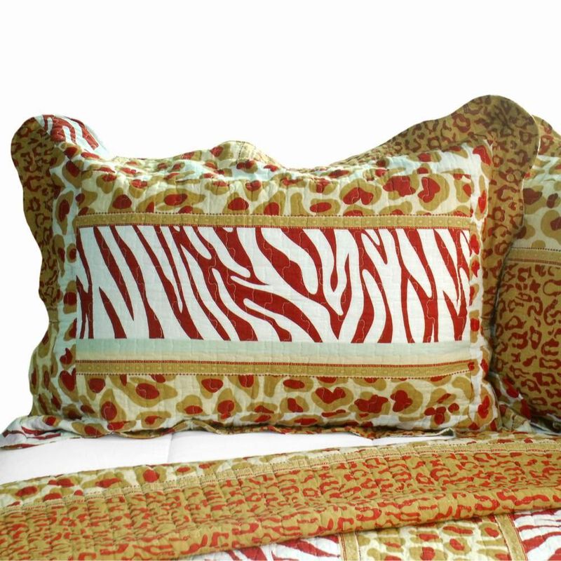 Soft Cotton 3PC Printed Quilt Set, Golden Time Vermicelli Quilted Style-Multicolor image number 2