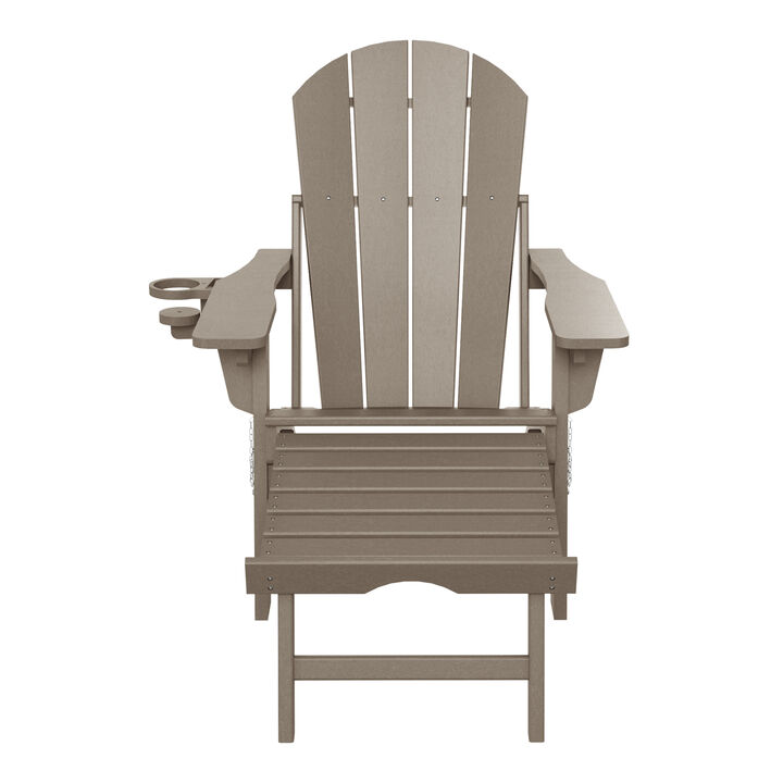 WestinTrends Folding Adjustable Adirondack Chair with Retractable Ottoman and Cup Holder