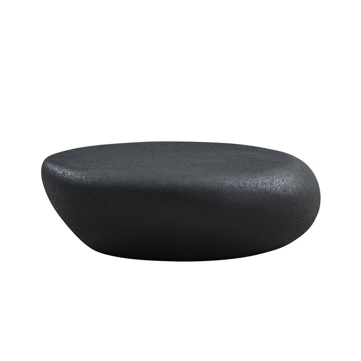 43.31''Fiberglass Elliptical Coffee Table for Living Room Vintage Table,Matte Rocks Table front of the Sofa, Irregular Center Table