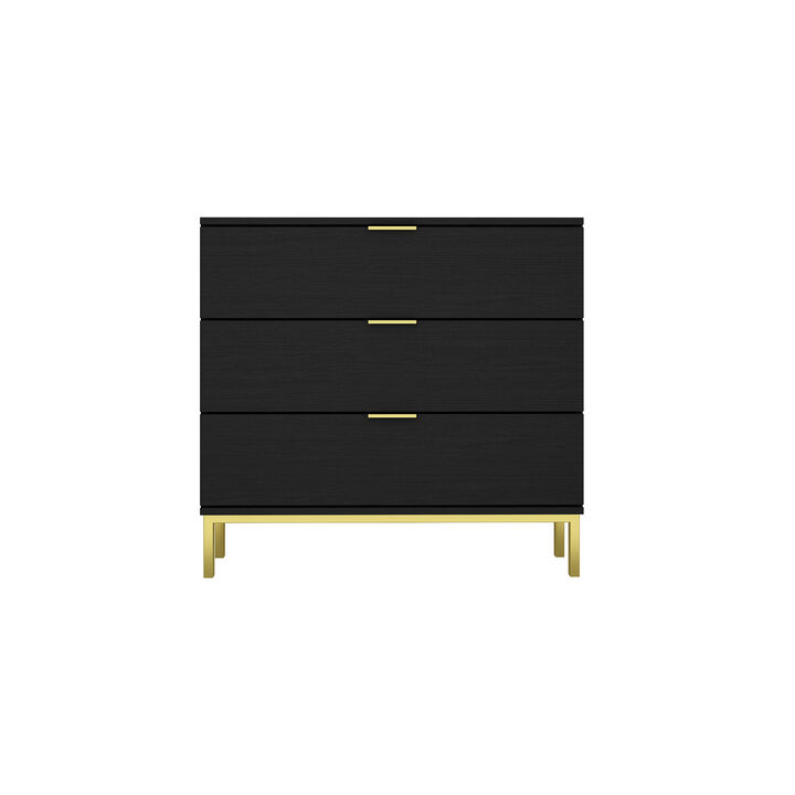 3-Drawers Black Wood Chest of Drawers Dresser Vanity Table Storage Cabinet Nightstand 29.7 in. H x 31.5 W x 15.7 D