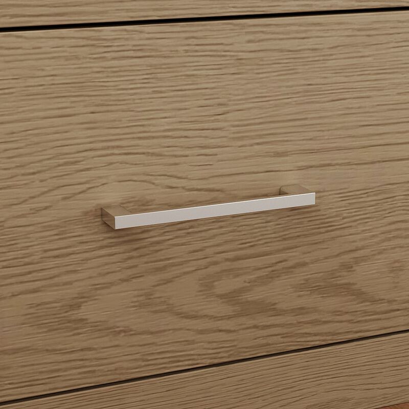 FUFU&GAGA Thickened 3-Drawer Nightstand with Hidden Storage, Bedside Table & Desk Side Cabinet, Textured Wood Grain, Silver Metal Brushed Handles (24.8 in. W x 23.6 in. D x 15.7 in. H), Khaki Brown