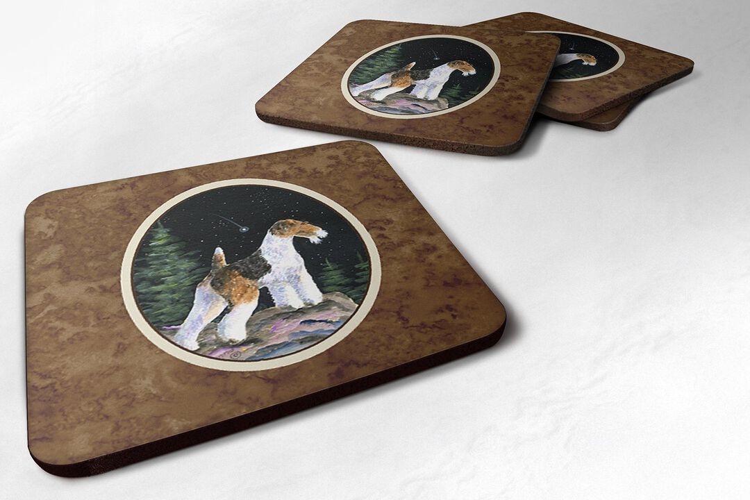 Caroline's Treasures SS8500FC Starry Night Fox Terrier Foam Coasters Set of 4 (Set of 4), 3.5 H x 3.5 W, Multicolor