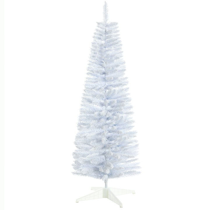 5' Snow Flocked Artificial Christmas Tree Pencil Xmas Tree w/ Branch Tips White