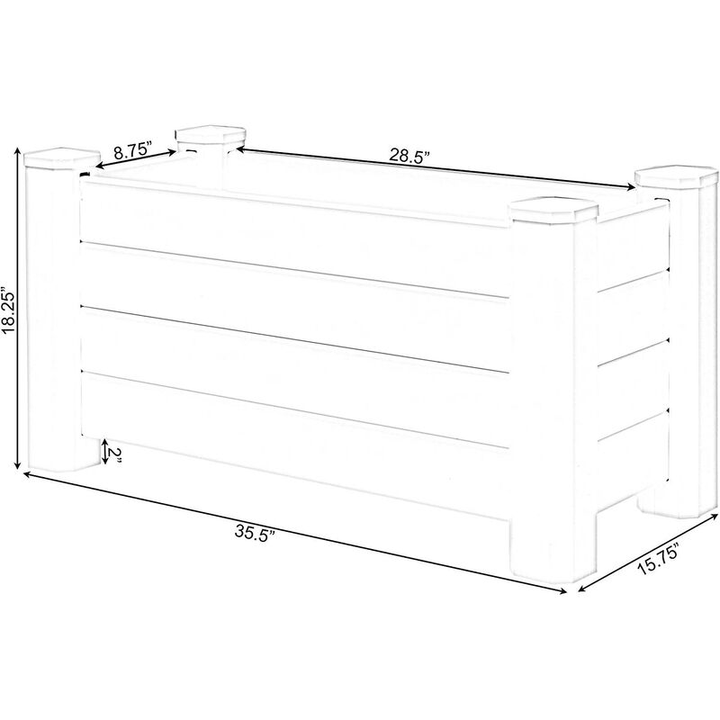 Hivvago 15.75 x 35.5 x 18 inch High White Vinyl Raised Garden Bed Planter Box