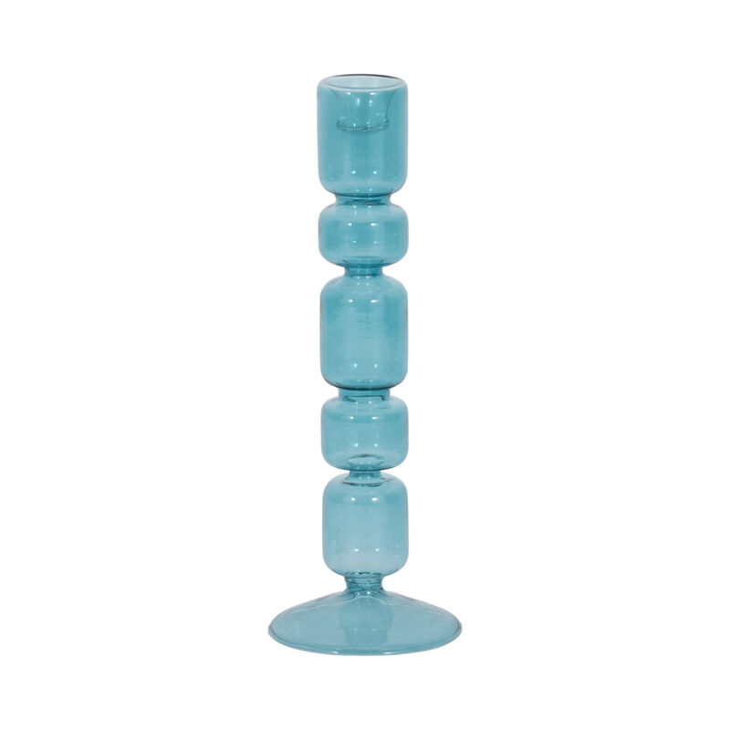 10" Mixed Bubble Taper Candleholder, Blue image number 2