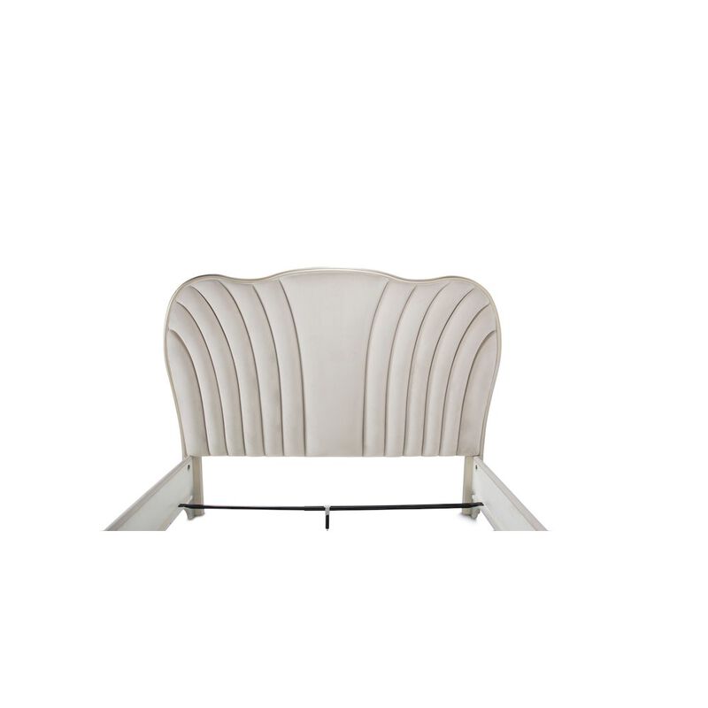 Michael Amini London Place Queen Velvet Panel Bed - Creamy Pearl
