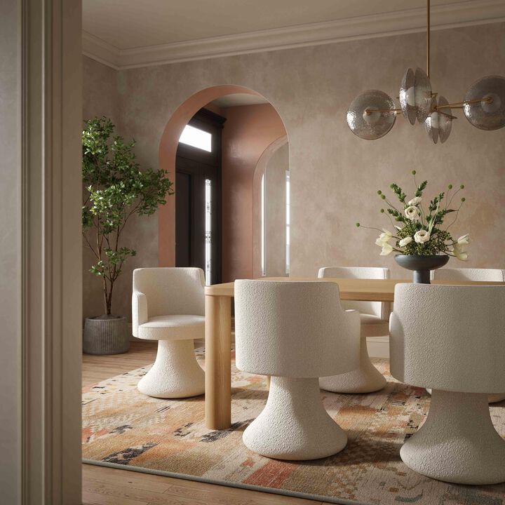 Casafoyer Jeffree Cream Performance Boucle Swivel Dining Chair