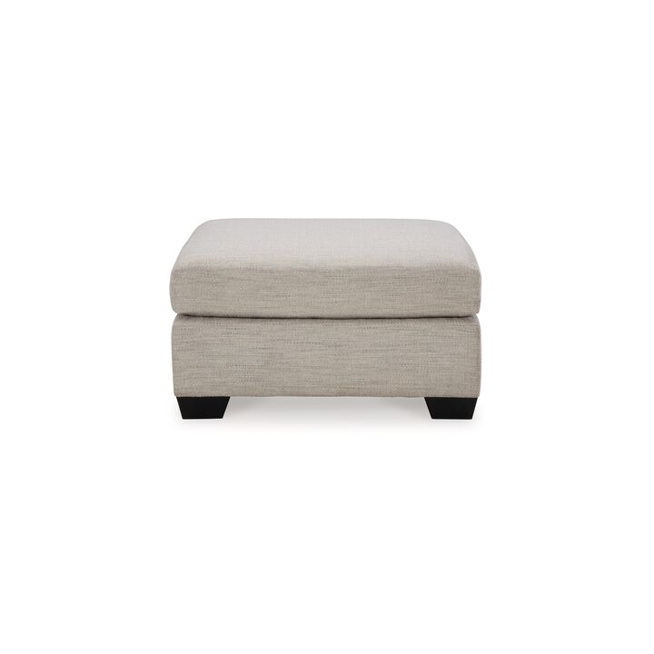 Joey Accent Ottoman, Soft Cushioned Beige Polyester, 36 Inch Square
