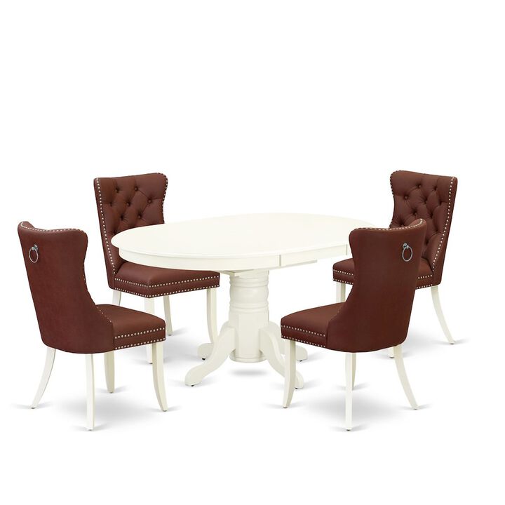 5 Piece Dining Room Furniture Set Consists of an Oval Dining Table